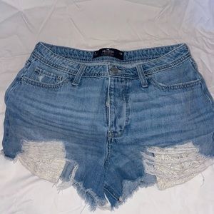 Hollister Ripped Lace Jean Shorts